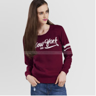 Women's Printed Maroon Sweatshirt , NEWYORK